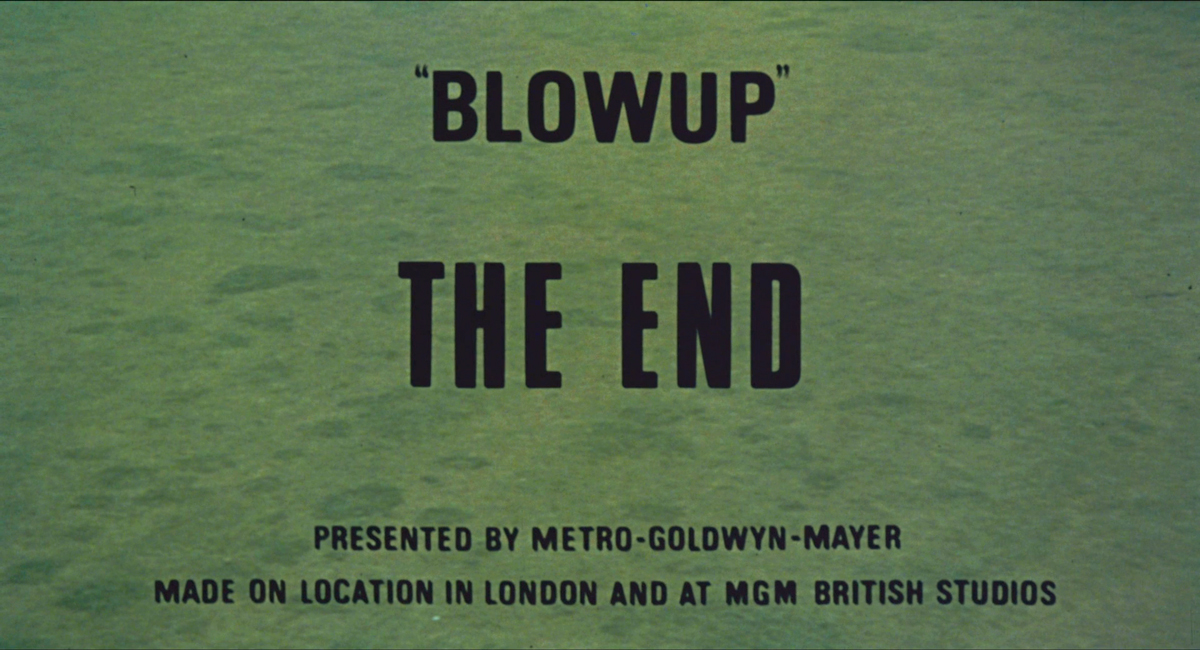 Blow-Up: titoli di coda del film di Michelangelo Antonioni
